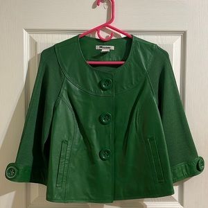 Peter Nygard Leather waist length jacket with elbow length sleeves